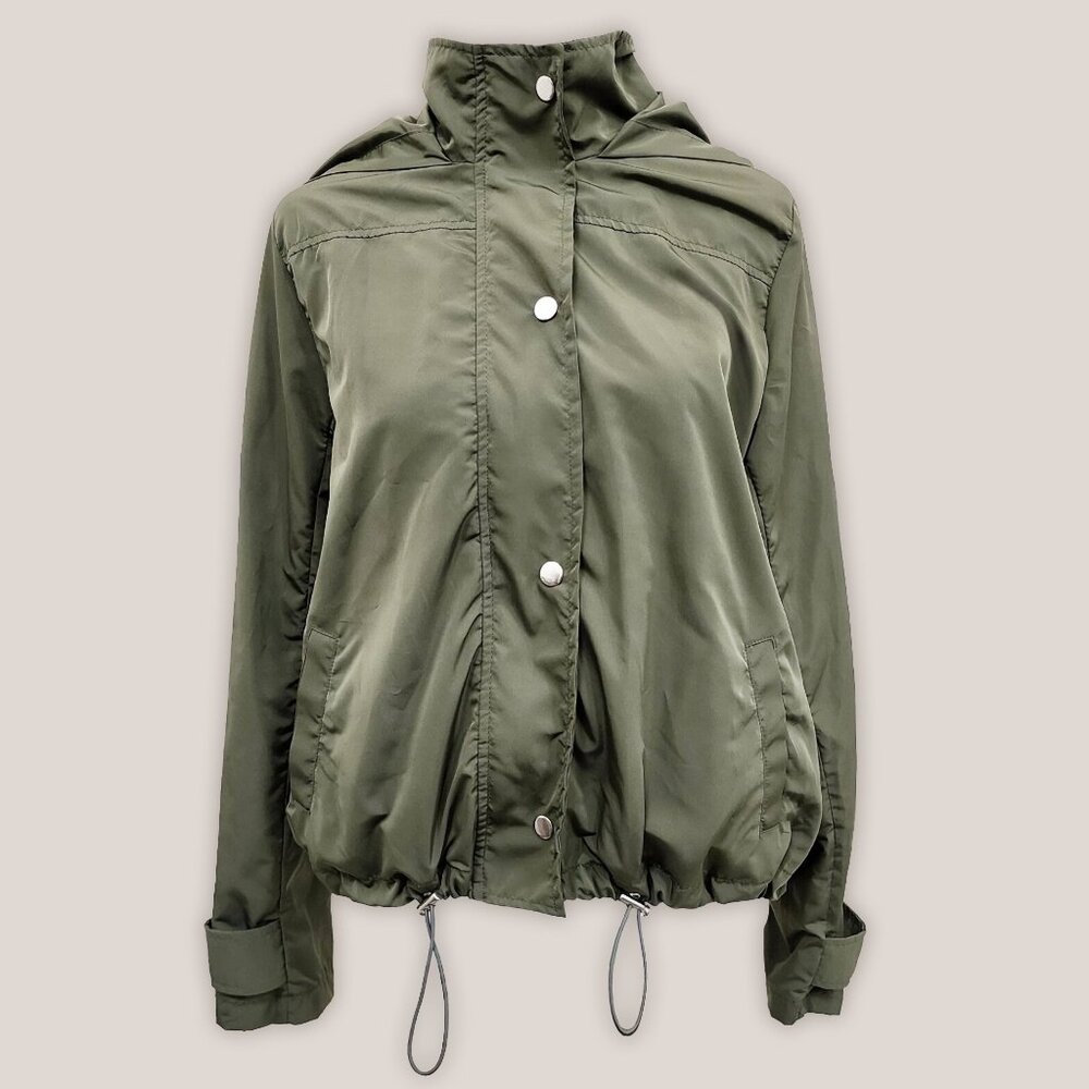 LOVE TREE Green Zip Up Jacket with Buttons and Hood